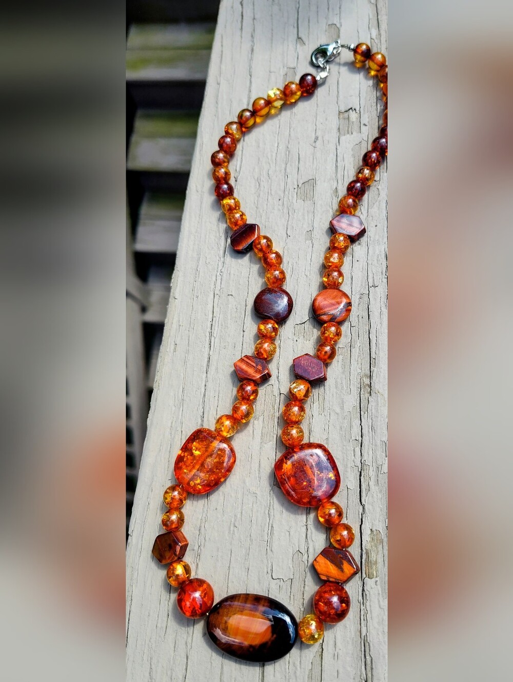 Baltic Amber and Lucite Beaded Necklace 20"